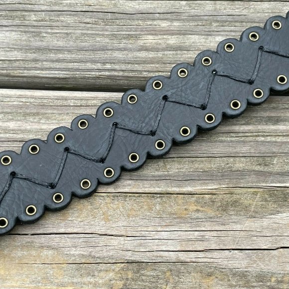 Lodis Women belt leather Lazer Cut fashion Women Black Waistband Size M - Picture 8 of 12